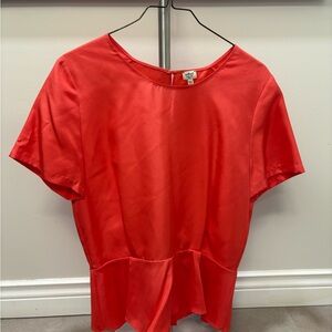 Wilfred Silk Peplum Open Back Blouse - 6 - Coral